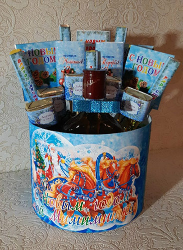 Новогодняя круглая коробка - С новым годом