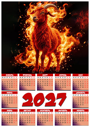 Настенный календарь на 2027 год - Символ года